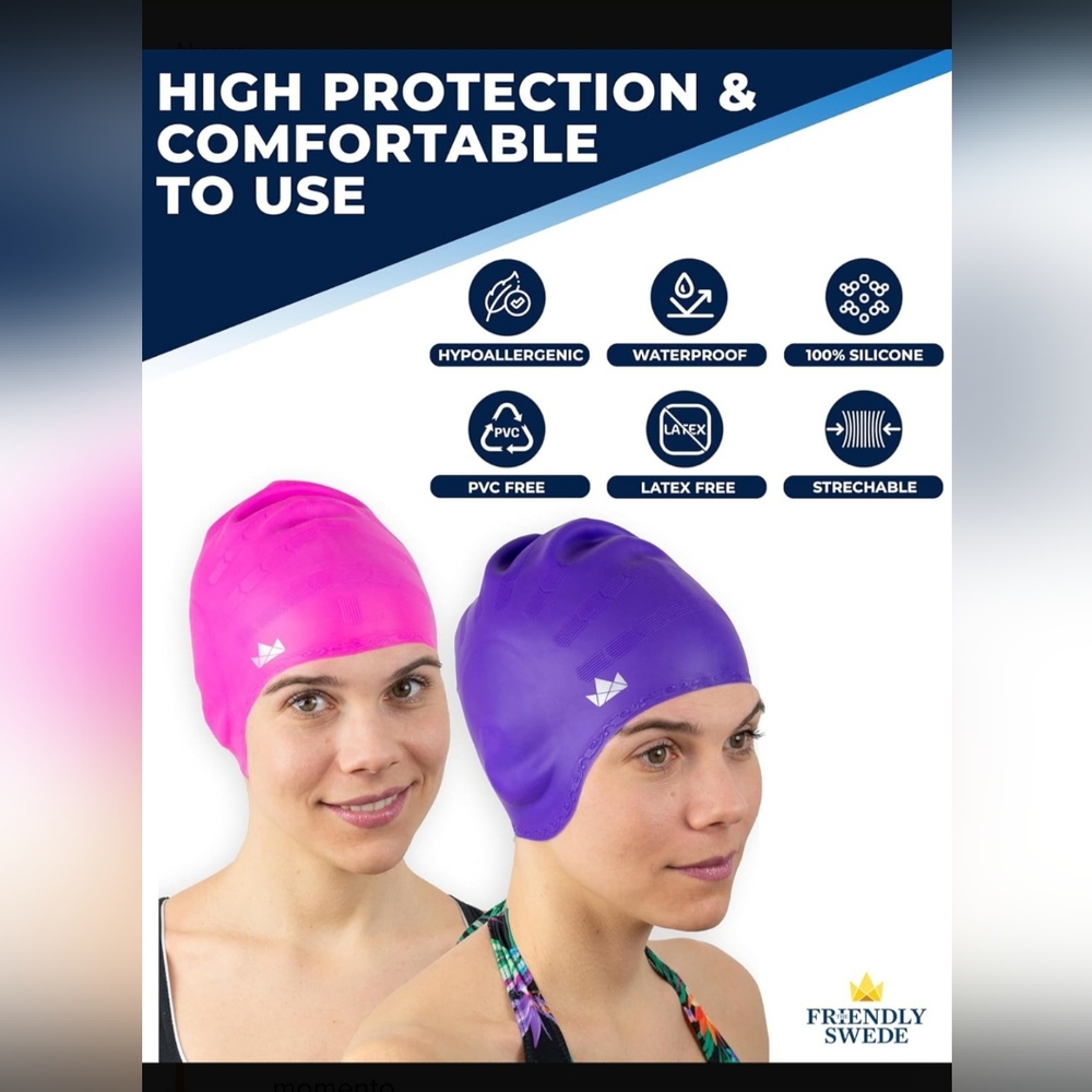 Swim Cap Set - Pink and Blue 2 piece